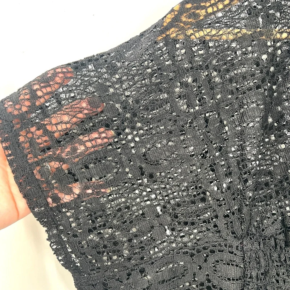 whimsigoth lace‎ poncho style swim cover-up tropical resort black beach pool S